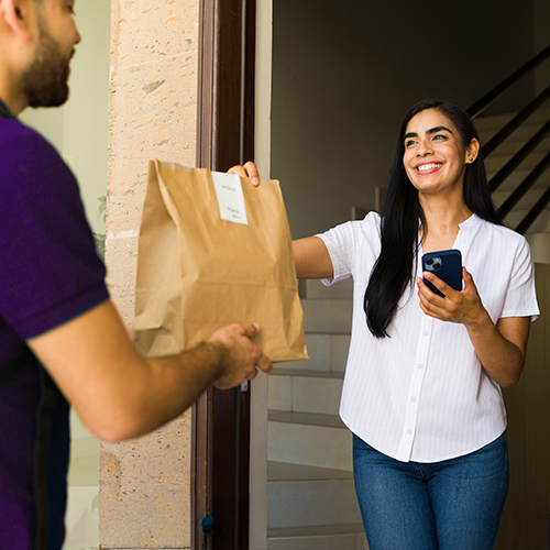 Package being delivered to doorstep